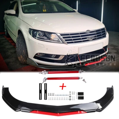 Front Bumper Lip Splitter Body Kit Parts Gloss for VW Volkswagen Passat b7 b6 cc - Image 1 of 4