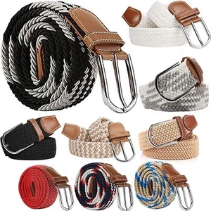 Cinturón Tejido Elástico Hombres Mujeres Vintage Informal Trenzado Acero Hebilla Cintura - Imagen 1 de 11