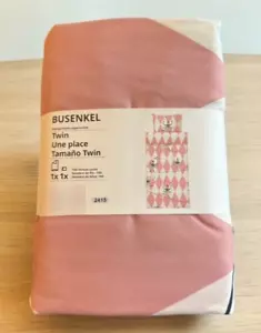 IKEA BUSENKEL DOPPEL BETTBEZUG KISSENBEZUG rosa weiß Jonglieren auf Drahtseil NEU - Bild 1 von 3