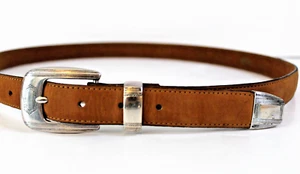 Cinturón de cuero genuino Dockers para hombre marrón gamuza EE. UU. 36 hebilla plateada coñac - Imagen 1 de 6