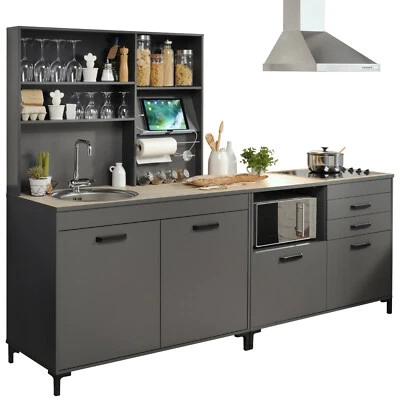 Parisot Moove 2-Küchentheke/Küchenschränke Schwarz/Grau - Bild 1 von 4