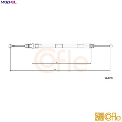 CABLE PULL PARKING BRAKE 11.6807 FOR RENAULT TRAFIC/II/Van/Rodeo/Bus  VAUXHALL - Image 1 of 4