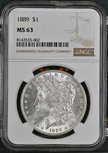 Dólar de plata Morgan 1889 NGC MS-63 - Imagen 1 de 5