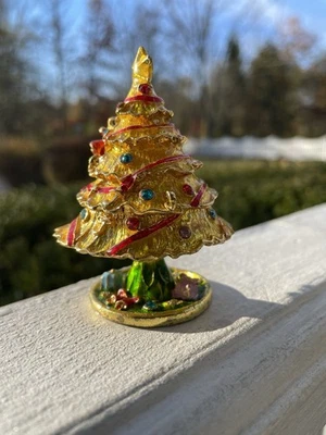 Caja de baratijas de árbol de Navidad Rucinni vintage tono dorado Foto 1 de 4