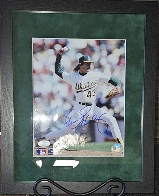 Foto firmada por Dennis Eckersley Oakland A enmarcada 8x10 certificado de autenticidad JSA  Foto 1 de 2
