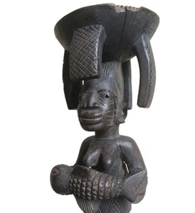 Hermoso cuenco Yoruba Agere Ifa. Usado, auténtico, ejemplo antiguo. 27cm. Nigeria. - Imagen 1 de 22