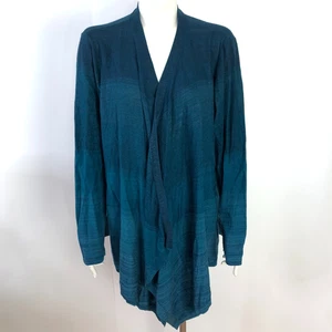 Chico's 4 XXL Women's Cotton V-Neck Cardigan Asymmetrical Sweater Blue Green - Picture 1 of 15