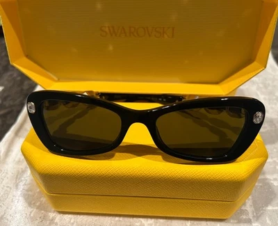 Gafas de sol Swarovski SK6033 mariposa marco negro templos de cristal NUEVO Foto 1 de 4