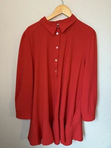 Tuckernuck XXXL Red Crepe Callahan Shirt Dress - Picture 1 of 18
