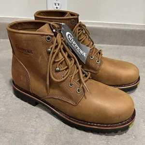 NEW Chippewa Work Boots Classic Steel Toe Electric Bourbon Brown Leather 10.5 - Picture 1 of 10