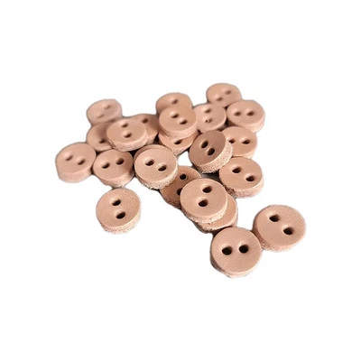Handmade Leather Buttons -natural leather color - 23 count - Image 1 of 4