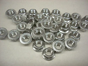 Hex Nuts  3/8"-16, Non-Magnetic Stainless Steel, Flanged,  Lot of 100 - Picture 1 of 2