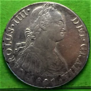 CARLOS IV, 8 Reales, 1801, LIMA -IJ, Silber, SPANISCHE KOLONIAL - Bild 1 von 2