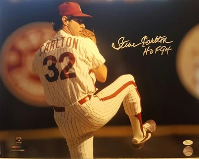 Steve Carlton Signed Phillies 16x20 Photo Inscribed   JSA WITNESSED COA  - Image 1 of 4