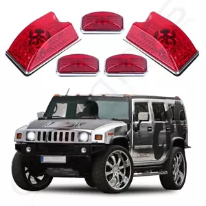 5pcs Set Red Cab Marker Running Roof Top Lights For Hummer H2 SUT SUV 2003-2009 - Picture 1 of 12