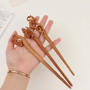 Wooden Hair Sticks Women Hanfu Hairpins Chinese Hair Fork Korean Hair Clip - Picture 1 of 24