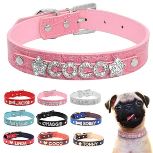 Collar personalizado para perro gato hágalo usted mismo nombre letra pequeña mascota cachorro collar de cuero ostentoso - Imagen 1 de 22