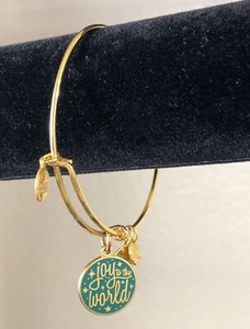 Alex & Ani Bangle Bracelet w Joy to the World Dangle Charm - 7 in Length - Picture 1 of 13