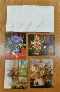 Vintage CURRENT Cards Lot of 4~FLORAL MEMORIES~Flowers Vase/Basket/Arrangement - Picture 1 of 6