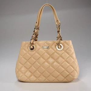 Kate Spade hellbraune gesteppte Leder Schultertasche silber Kettenbeschläge - Bild 1 von 6