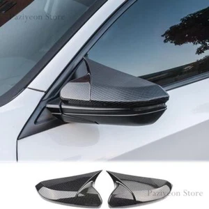 Carbon Fiber Black Mirror Cover Caps Cover Trim For Honda 10th Civic 2016-2021 - Picture 1 of 4