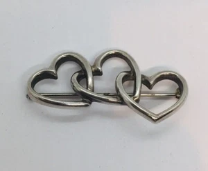 Tiffany & Co. Vintage Authentic Sterling Silver Triple Heart Pin - Picture 1 of 5