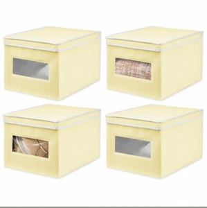Set Of 4 Large Fabric Storage Boxes With Viewing Window In Yellow 39 X 30 X 24 - Picture 1 of 3
