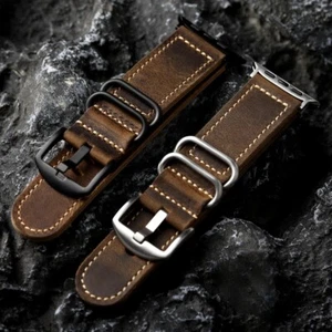 Retro Genuine Leather Watchband Strap For Apple Watch Ultra 1/2 49mm Series 9 8 - Picture 1 of 16