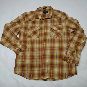 Pendleton Taglia L Frontier Plaid Perla Snap Camicia Grande Cotone Western Wear - Foto 1 di 7