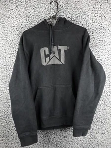 CAT Caterpillar Heavy Equipment Logo Hoodie Sweatshirt Pullover Black Silver L. - Picture 1 of 16