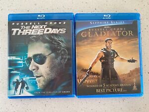 Lot of 2 Russell Crowe Movies - Blu Ray - Gladiator & The Next Three Days
