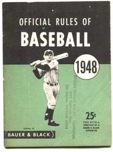 OFFICIAL RULES OF BASEBALL-1948-STAN MUSIAL-TED WILLIAMS-ATHLETIC SUPPORTER AD - Picture 1 of 2
