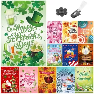 13x19 Inch Garden Flags Set of 12 Double Sided Yard Outdoor Seasons Holidays - Picture 1 of 10