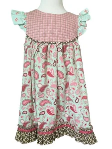 Matilda Jane Girls Platinum Happy Day Flutter Paisley Dress EUC Size 4 # 8/10 - Picture 1 of 4