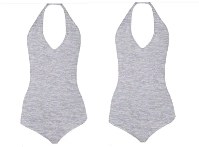 Paquete de 2 body halter American Apparel gris jaspeado algodón mediano spandex para damas Foto 1 de 4