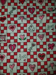 Hearts Love Flowers Fabric red pink white sparkle quilting craft  27 "x 45"  - Picture 1 of 2