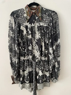 CAMILLA Seda Mono Pantalones Cortos Mameluco Una Pieza Gris Neutro Negro Talla 1 SM/MED Foto 1 de 4