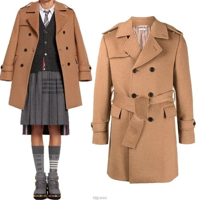 Abrigo Thom Browne Peso Cabello Camello Doble Pecho 07480 275 26674820 Foto 1 de 2