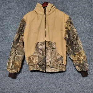 Bass Pro Shop Canvas Camo Jacket Hooded Size Large Kids Outdoor Hunting Fishing - Picture 1 of 14