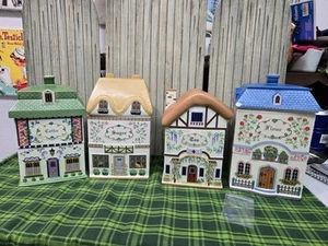 Vintage Lenox Spice Village 1995 Canister Set Coffee Sugar Flour Canterbury - Picture 1 of 15