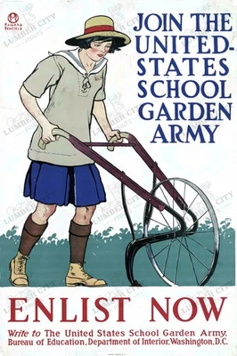 Póster de propaganda Join School Garden Army 1918 Primera Guerra Mundial Penfield impresión de arte de pared Foto 1 de 4