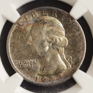 1943-S Washington Quarter NGC MS67 • WWII Silver Era Deep Red Rainbow Patina - Picture 1 of 4