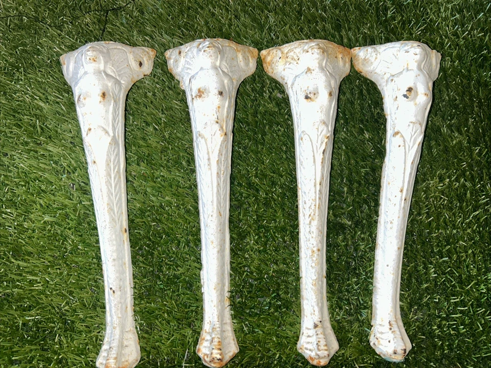 4 Antique Salvage Art Nouveau Cast Metal Legs Winged & Crowned Woman Claw Foot - Image 1 of 4