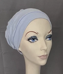NWT Hats with Heart Chemo Hat 3-seam Turban LIGHT BLUE • Soft 100% Cotton Knit - Picture 1 of 2