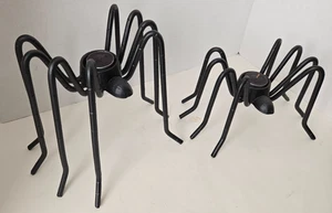 Pottery Barn Spooky Spider Metal Cast Iron Halloween Tealight Holder Rare Set 2 - Picture 1 of 5