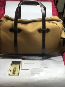 Vintage Polo Ralph Lauren Duffel Bag Tan Canvas Leather Trim Tan Beige Rare!! - Picture 1 of 24