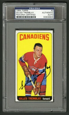 1964 TOPPS #2 GILLES TREMBLAY AUTOGRAPHED/SIGNED (MONTREAL CANADIENS) ~ PSA/DNA - Image 1 of 2