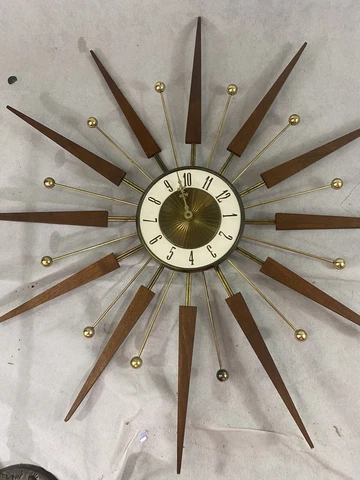 VTG Mid Century Modern Elgin 30.5" Starburst Sunburst Wall Clock Retro 1960's Cover