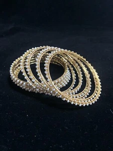 Traditional Indian Bangles Bollywood Bracelet Kada Gold Plated 12pcs - Picture 1 of 13