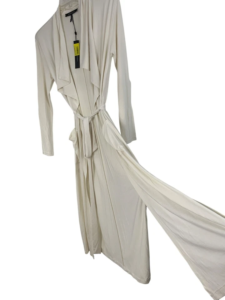 Cárdigan plumero cinturón delantero abierto tejido blanco Bcbg Cora nuevo con etiquetas $158 talla S/M RR10258 Foto 1 de 4